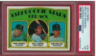 1972 Topps Red Sox Rookies Garman/cooper/fisk 79 Psa Grade 5 Ex Cond.  " Awesome "
