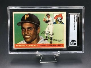 1955 Topps Baseball Roberto Clemente Rc Hof Sgc 6 Ex - Nm 164 Pittsburgh Pirates