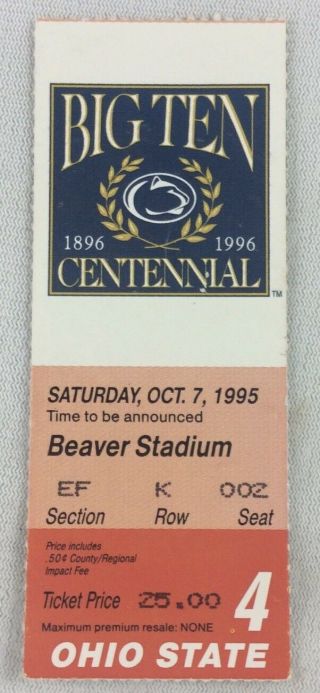 Cfb 1995 10/07 Ohio State At Penn State Football Ticket Stub - Eddie George