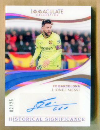 2018 - 19 Immaculate Soccer Lionel Messi Autograph /25 Fc Barcelona