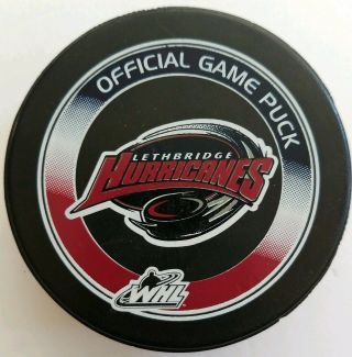 Lethbridge Hurricanes Whl Official Game Puck Made In Canada Hockey Lindsay Mfg.