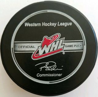 LETHBRIDGE HURRICANES WHL OFFICIAL GAME PUCK MADE IN CANADA HOCKEY LINDSAY MFG. 3