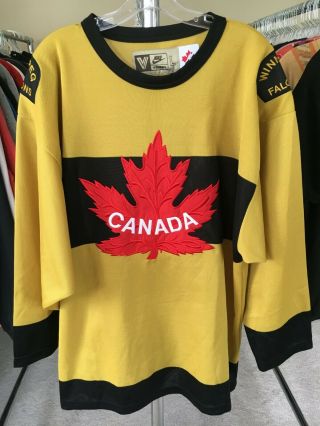 Rare Winnipeg Falcons Team Canada Olympic Nike Hockey Jersey Sz L Retro