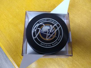 Rasmus Dahlin Autographed Buffalo Sabres Official Game Puck - Water Spots