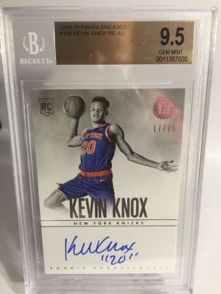 2018 - 19 Encased Kevin Knox Rookie Endorsements /75 Bgs 9.  5 With 10 Auto