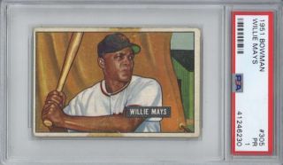 Willie Mays 1951 Bowman 305 Rookie Card Rc Psa 1