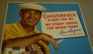 FINE 1950 ' S BEN HOGAN GOLF CHESTERFIELD CARDBOARD ADVERTISING SIGN 2