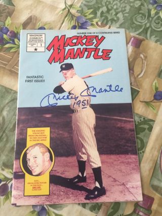 Mickey Mantle Autographed Magnum Comic Book 1st Issue Yankees Jsa/loa Bb31036