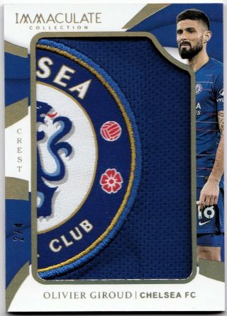 2018 - 19 Panini Immaculate Team Crests Chelsea Logo Patch Olivier Giroud 2/4