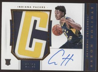 2018 - 19 National Treasures Aaron Holiday Rpa Letter Patch Rc Auto /25