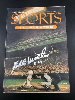 August 16 1954 Sports Illustrated First Issue W/topps Cards Signed Eddie Mathews