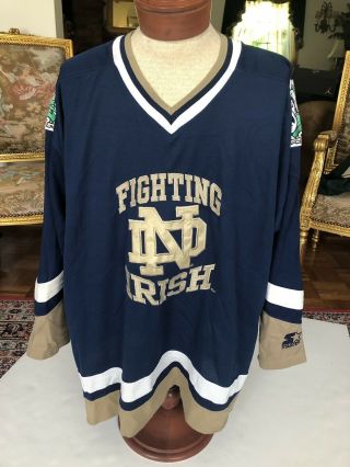 Vintage Starter Norte Dame Fighting Irish Hockey Jersey Size Xxl