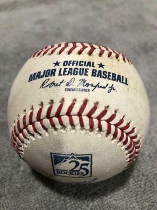 Rockies Charlie Blackmon Double Game Autographed Ball - 9/27/18 - MLB Holo 2