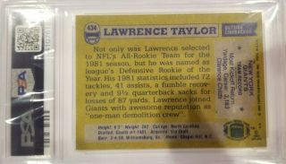 Lawrence Taylor - Rookie ON CARD AUTO - 1982 Topps - PSA/DNA GRADED 9 AUTO 9 2
