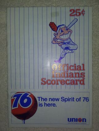 1970 Cleveland Indians Vs Minnesota Official Indians Scorecard.