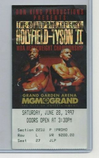 Mike Tyson Vs Evander Holyfield Ii Ticket Stub The Bite Fight June 28 1997 Mgm