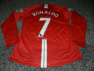 Nike 2008 Barclays Champions Manchester United 7 Ronaldo Ls Soccer Jersey Med