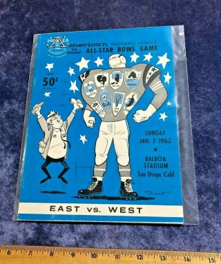 1962 - 1st Annual American Football League All - Star Bowl Game Program Balboa Calif