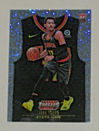2018 - 19 Panini Threads Trae Young Dazzle Sparkle Dark Jersey Rc Rookie 143