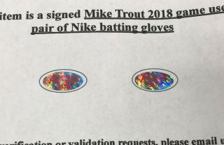 Mike Trout 2x Signed 2018 Game NIKE Batting Gloves Autographed w/ LOA 7
