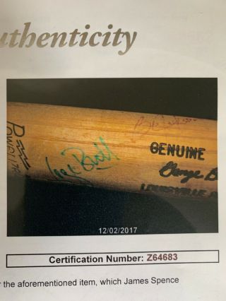 Authentic Autographed Game Baseball Bat Bo Jackson - And By George Brett