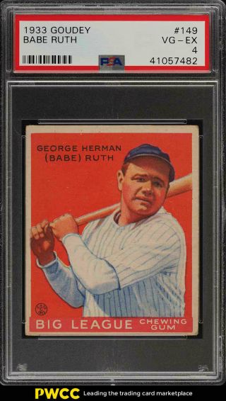 1933 Goudey Babe Ruth 149 Psa 4 Vgex (pwcc)