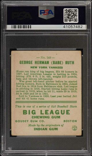 1933 Goudey Babe Ruth 149 PSA 4 VGEX (PWCC) 2