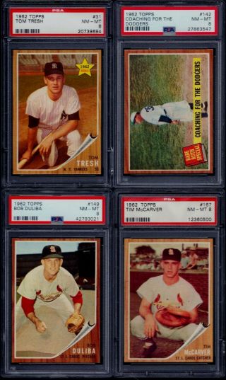 Psa 8 1962 Topps 142 Babe Ruth Special Coaching For The Dodgers Holder