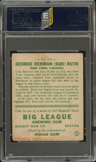 1933 Goudey Babe Ruth 144 PSA 2 GD (PWCC - E) 2