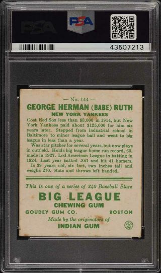 1933 Goudey Babe Ruth 144 PSA Altered (PWCC) 2
