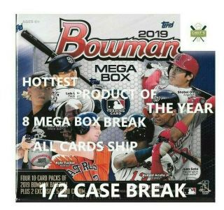 Tampa Bay Rays - 2019 Bowman Mega Box - 8 Box Break - 1/2 Case Break 18