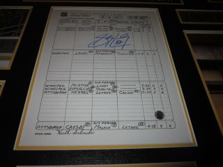 Sidney Crosby Signed score sheet pittsburgh penguins 1000 point framed HUGE 2