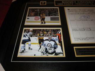 Sidney Crosby Signed score sheet pittsburgh penguins 1000 point framed HUGE 4