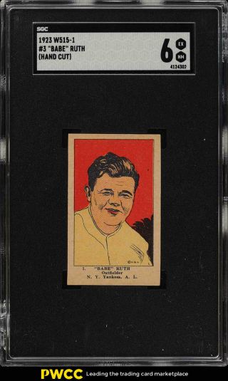1923 W515 - 1 Strip Card Babe Ruth 3 Sgc 6 Exmt (pwcc)