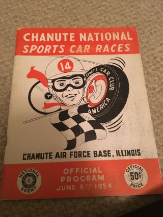 1954 Scca Chanute Air Force Bade National Sports Car Road Racing Program
