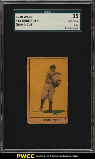 1920 W520 Strip Card Babe Ruth 13 Sgc 2.  5 Gd,  (pwcc)