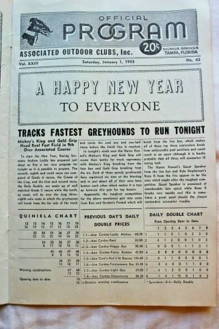 Vintage 1954 - 55 Greyhound Racing Official Program Tampa Track 3