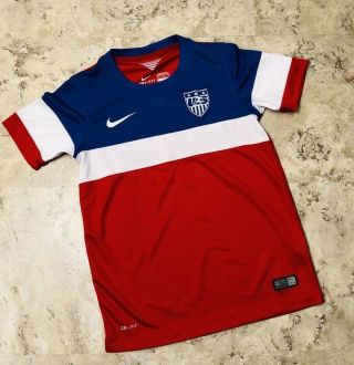 Nike Dri - Fit 2014 Usa World Cup Soccer Jersey Bomb Pop Red Blue Boy Size Medium