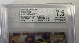 2000 Coll.  Edge Supreme HOLOGOLD ?/20 176 Tom Brady Rookie Card BGS 7.  5 NM, 2