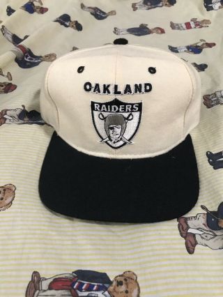 Vintage 80s Los Angeles Raiders Starter Snapback Hat Wool Green Brim