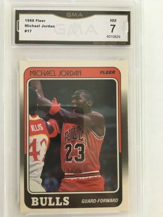 1988 - 1989 Fleer Michael Jordan Chicago Bulls 17 Basketball Card (gma 7)