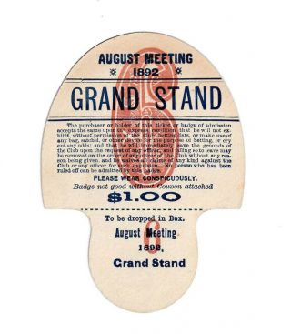 OVERLAND JOCKEY CLUB - Vintage Grand Stand Badge,  ca.  1892 2
