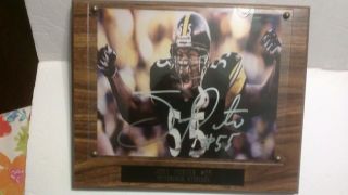 Pittsburgh Steelers Joey Porter Autographed 8x10 Photo On Plaque.