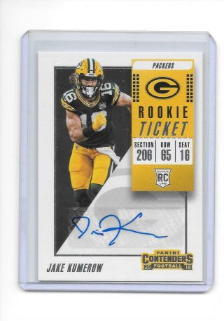2018 Panini Contenders Jake Kumerow Rookie Ticket Auto Autograph Packers D