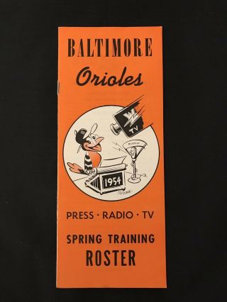 Baltimore Orioles 1954 Press Radio Tv Schedule Spring Training Roster