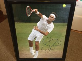 Roger Federer Signed Framed 16x20 Tennis Us Open Legend Hof Coa/hologram W Proof