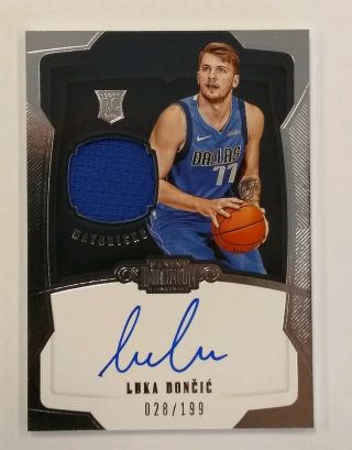 Luka Doncic 2018 - 19 Panini Dominion Auto Jersey Patch 28/199 159 Rookie Rc Rpa