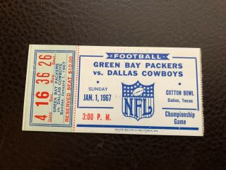 1966 Nfl Championship Game Green Bay Packers Vs.  Dallas Cowboys Ticket Stub