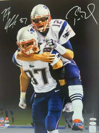 Tom Brady & Rob Gronkowski Signed Patriots 16x20 Photo Jsa Witness & Tristar