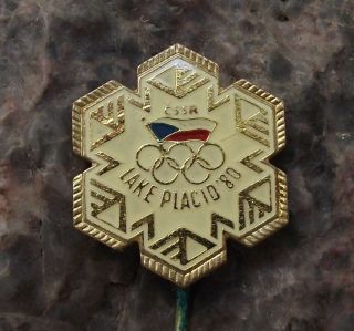 1980 Olympic Winter Games Lake Placid Czech Committee Ioc Snowflake Pin Badge